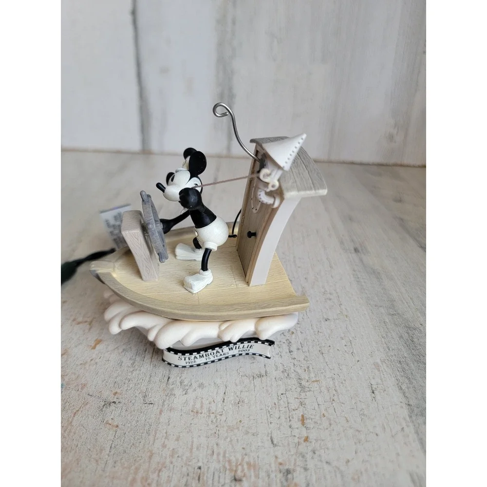 Hallmark vintage steam boat willie Mickey mouse ornament Xmas animated